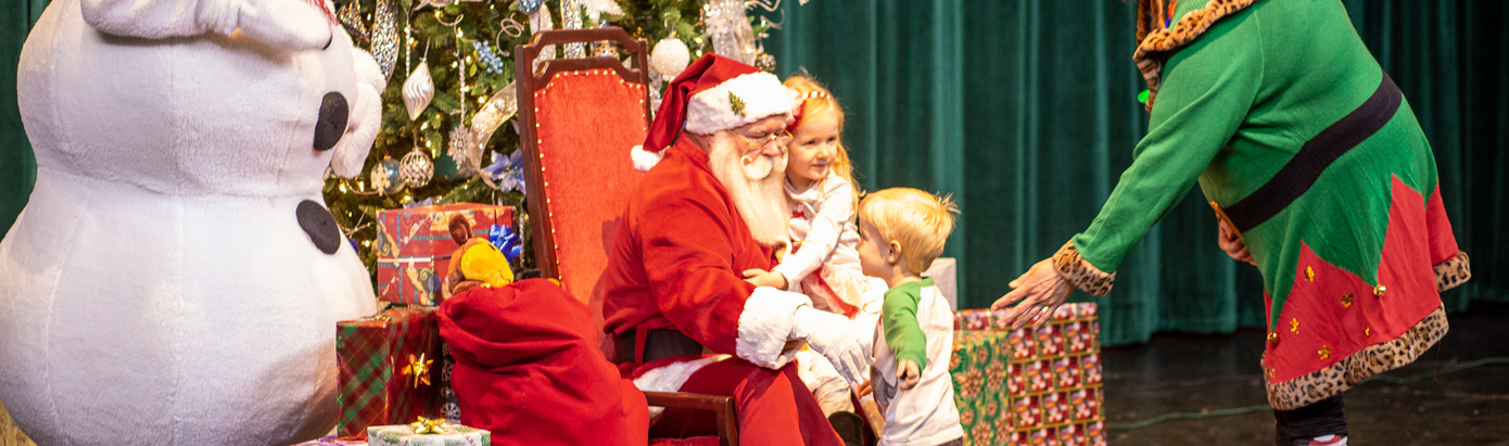 Santa greeting child