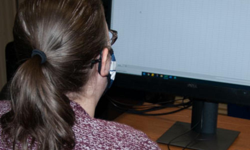 Student working on computer