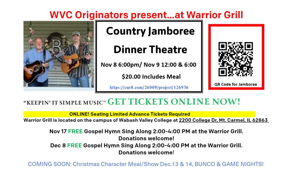 Publication Ad Card advertising a variety of events hosted by WVC Originators