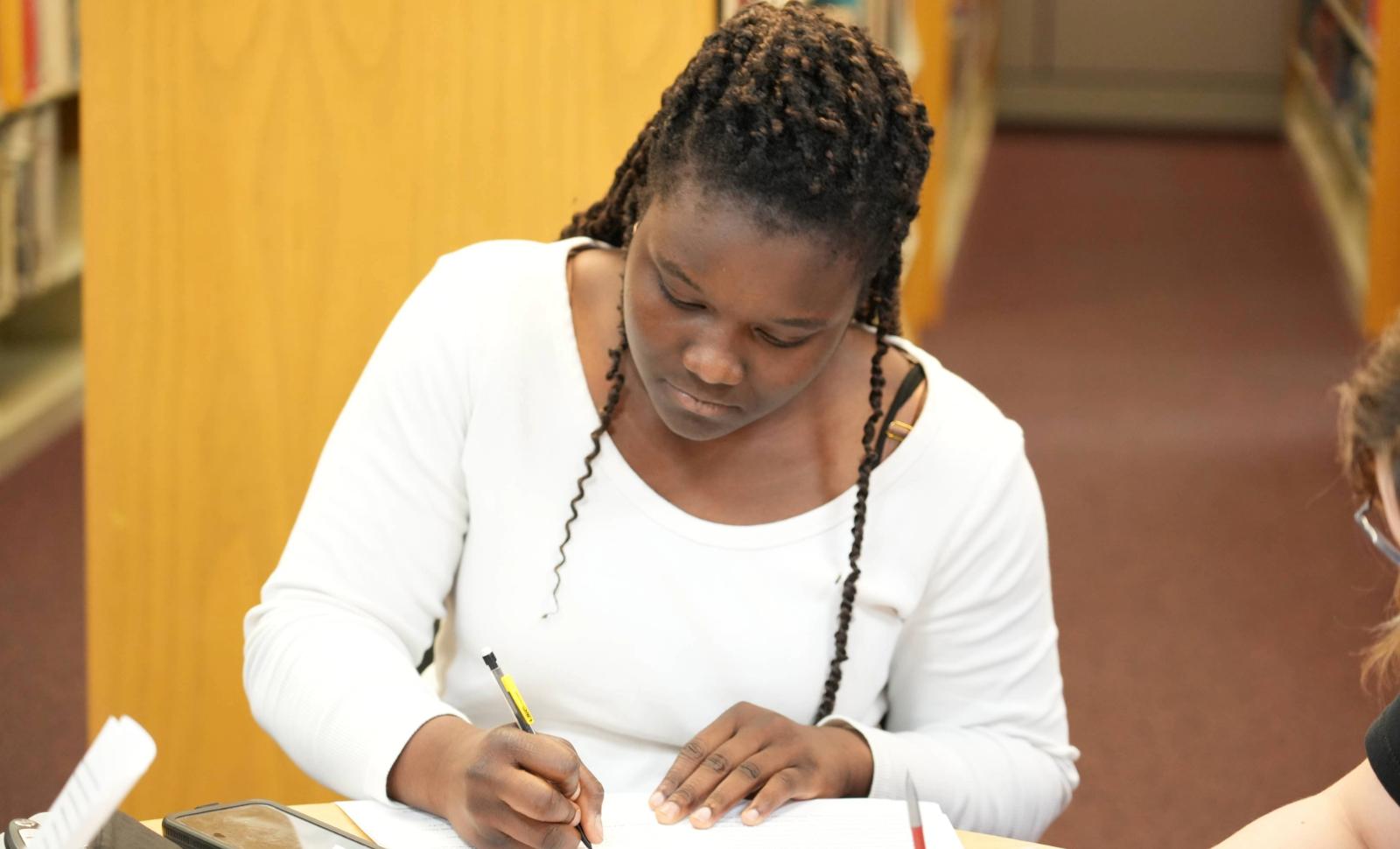 Student studying in Learning Commons