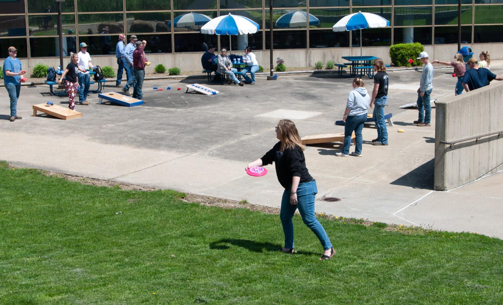 Students Playing Games on the Patio