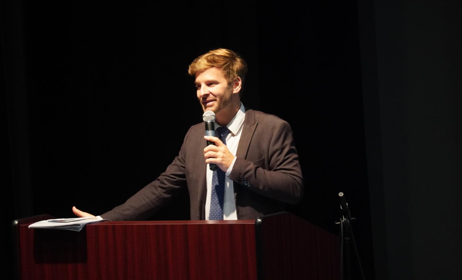 Dr. Joshua Stafford delivers his keynote address at the Dual Credit Summit