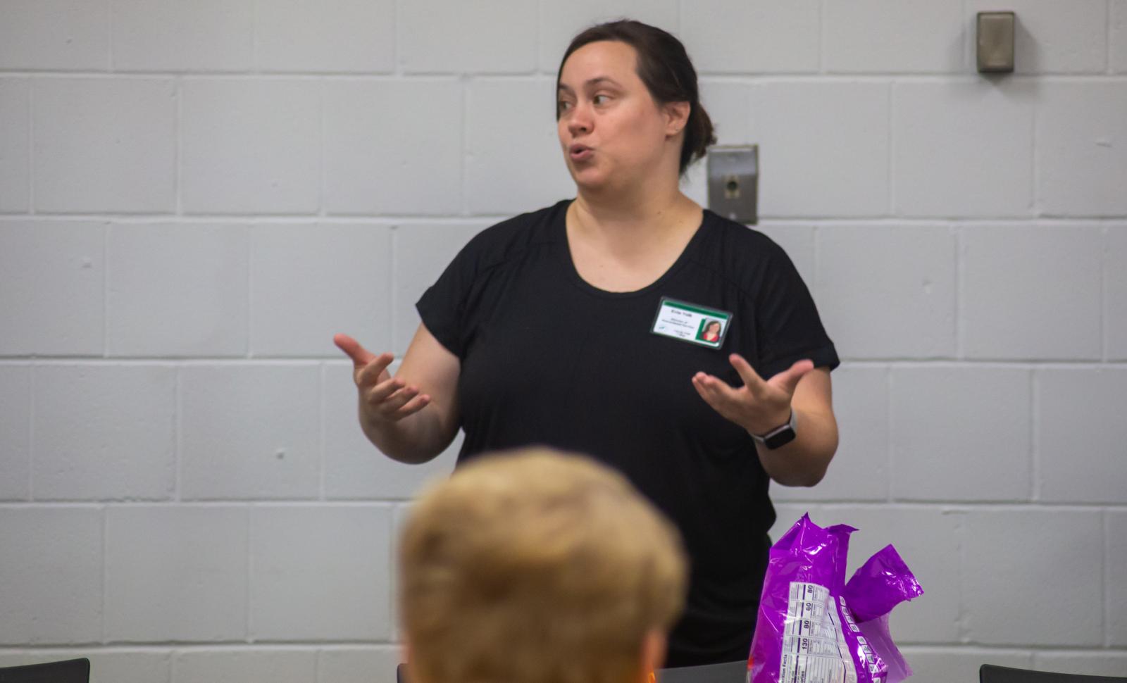 IECC Director of Dual Credit Erin Volk leads a Dual Credit Orientation