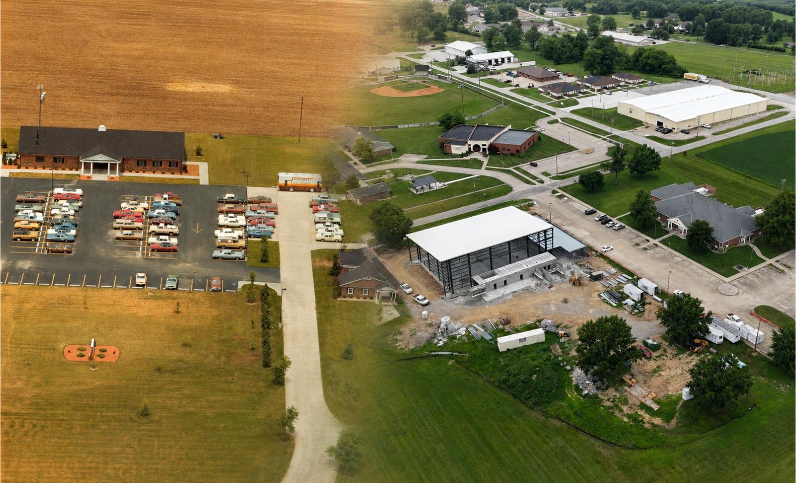 FCC 50th Anniversary Campus Photo of 1978 and Today