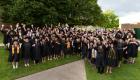 A group of graduates celebrates at Lincoln Trail College's Commencement.