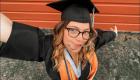 Paige Hensley takes a selfie during Lincoln Trail College's Graduation