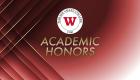 Wabash Valley College graphic with a red and gold geometric background, the WVC logo near the top center, and large text reading “Academic Honors.”
