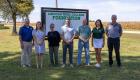 Seven representatives and family members stand outdoors in front of a Lincoln Trail College Foundation sign. From left are First Robinson Savings Bank President Mark Hill, CRA Officer Harlei Payne, Bill Thomas’ wife Leslee Thomas, his son Kent Thomas, LTC Foundation President Dan McDonald, Ashley Thompson of the LTC Foundation and LTC Foundation Executive Director Bill Sandiford.